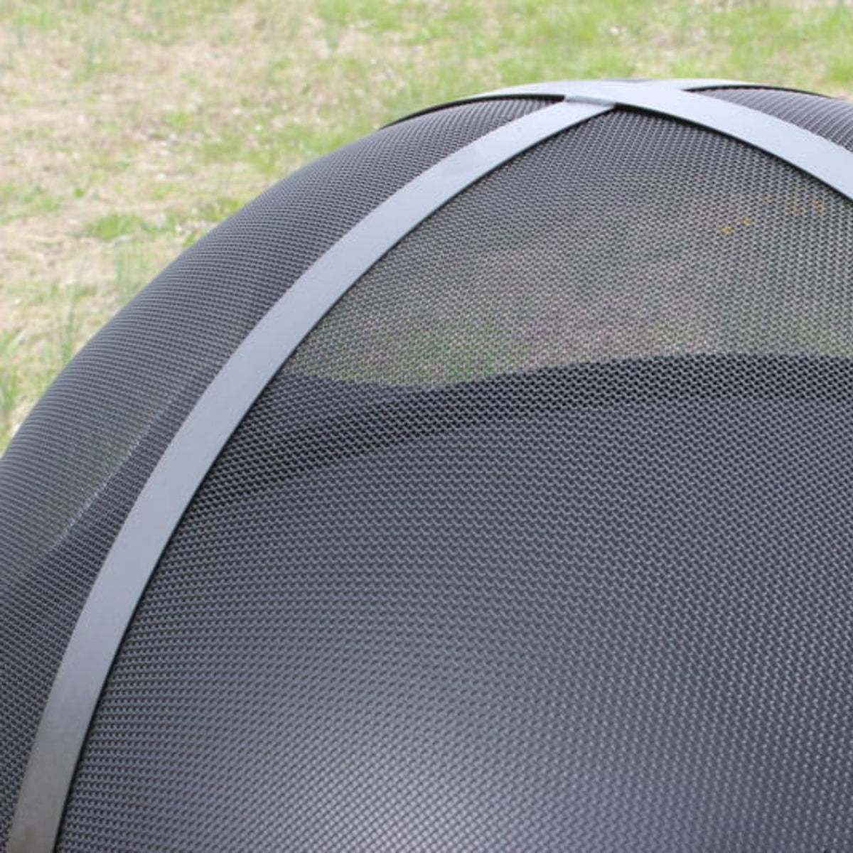40” black heavy stainless steel mesh Spark Guard with two-inch wide 304 stainless steel bands. Fits Fire Pit Art style: Nepal (sold separately).