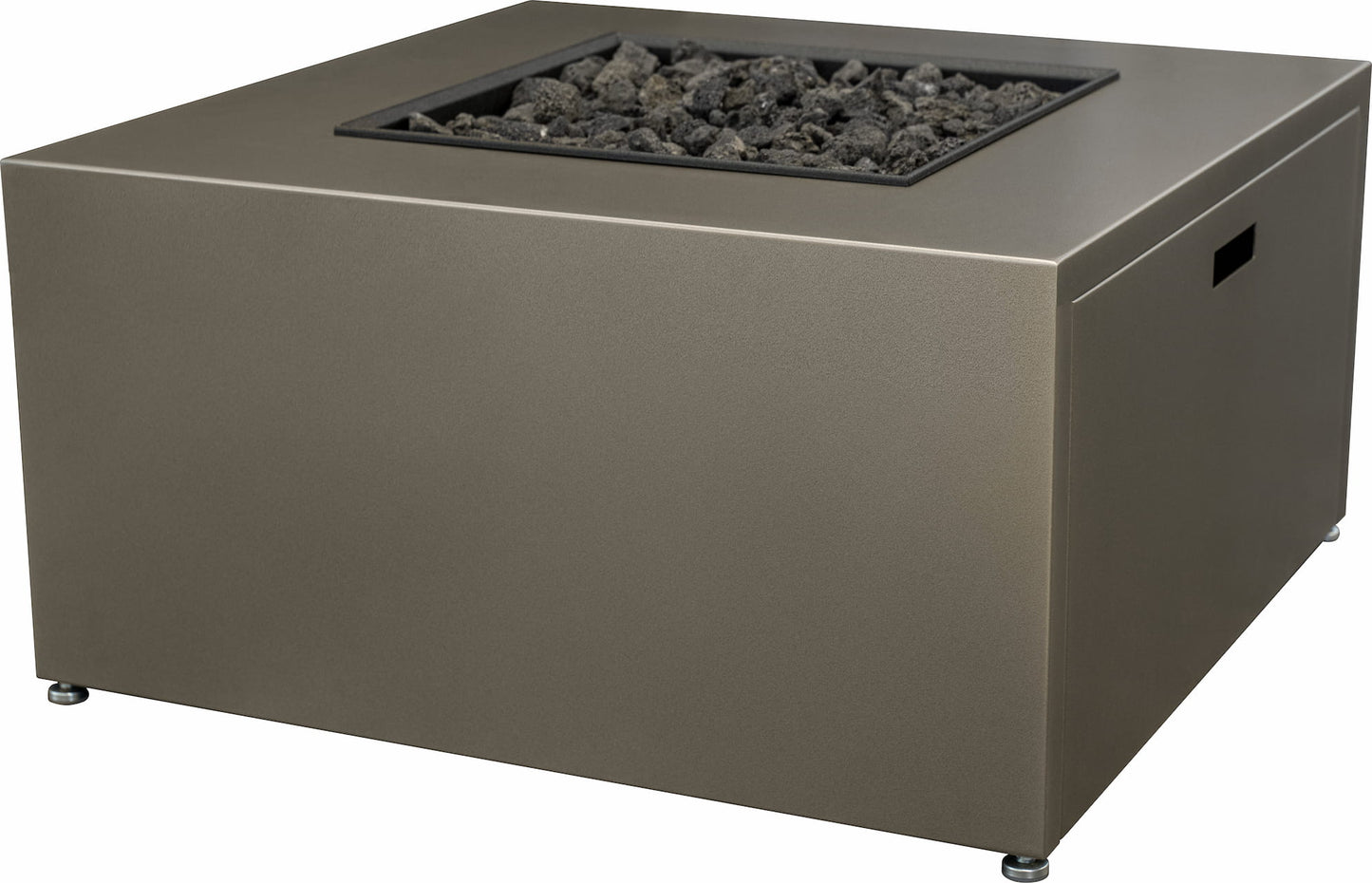 The Milan 36" x 36" Propane Fire Table in Concrete on white background.