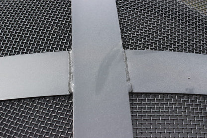 Close-up of cross section of 304 stainless steel bands and stainless steel mesh of 40" Spark Guard. Fits Fire Pit Art style:  Nepal (sold separately).