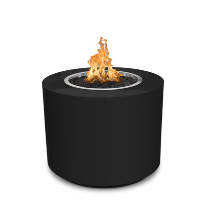 Beverly 30" Steel Powder Coated Fire Pit in Black finish on white background.