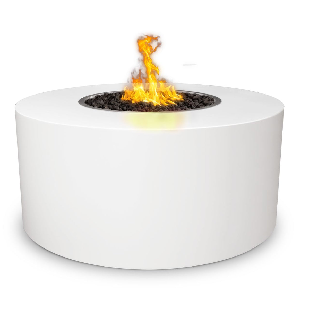 Beverly 42" Steel Powder Coated Fire Pit in White finish on white background.