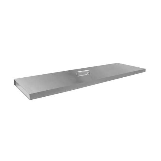 36-inch rectangular stainless steel burner lid for Milan Linear fire table – shown on white background.