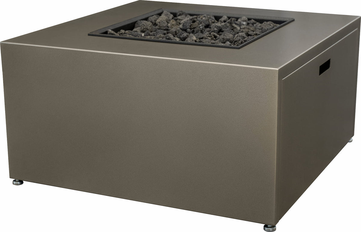 The Milan 36" x 36" Propane Fire Table in Endura Concrete on white background.

