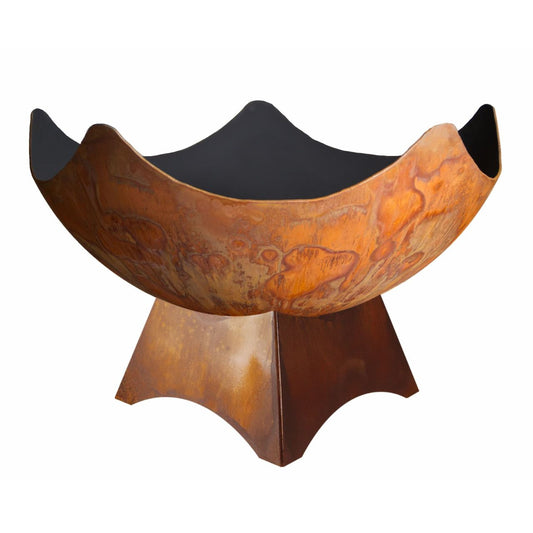 Stellar Artisan Wood Burning Fire Bowl with standard steel base and celestial cutout rim, made in the USA by Ohio Flame.