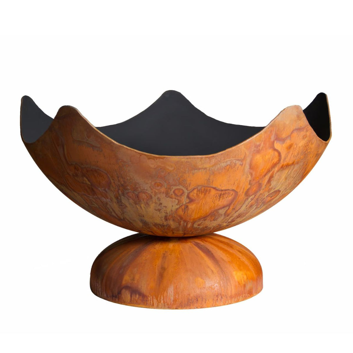 Stellar Artisan Wood Burning Fire Bowl by Ohio Flame with patina finish and star-inspired sculpted edge.