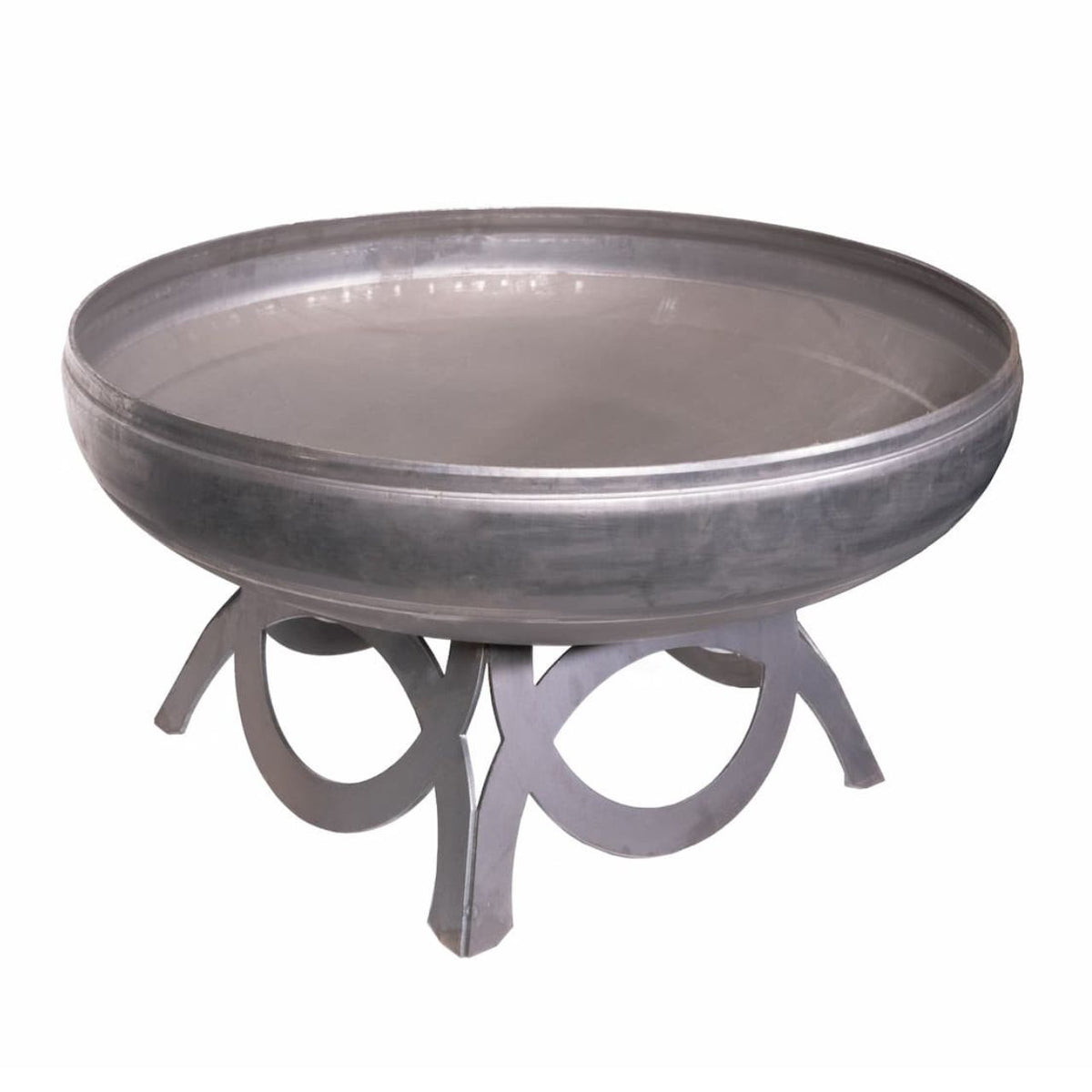 The Liberty fire pit with curved base – angled top-down view showing round bowl.