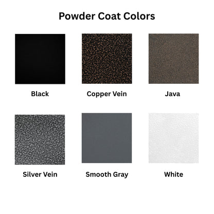 Powder Coat swatch wtih six color choices for Beverly Steel Powder Coated Fire Pit.