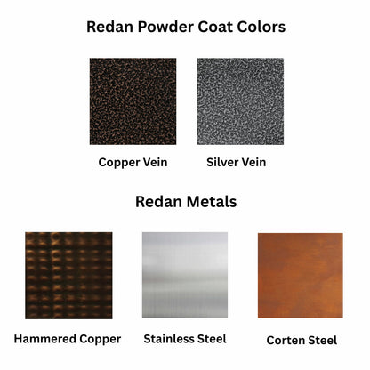 Swatch wtih five color choices for Redan Square Metal Fire Pit.